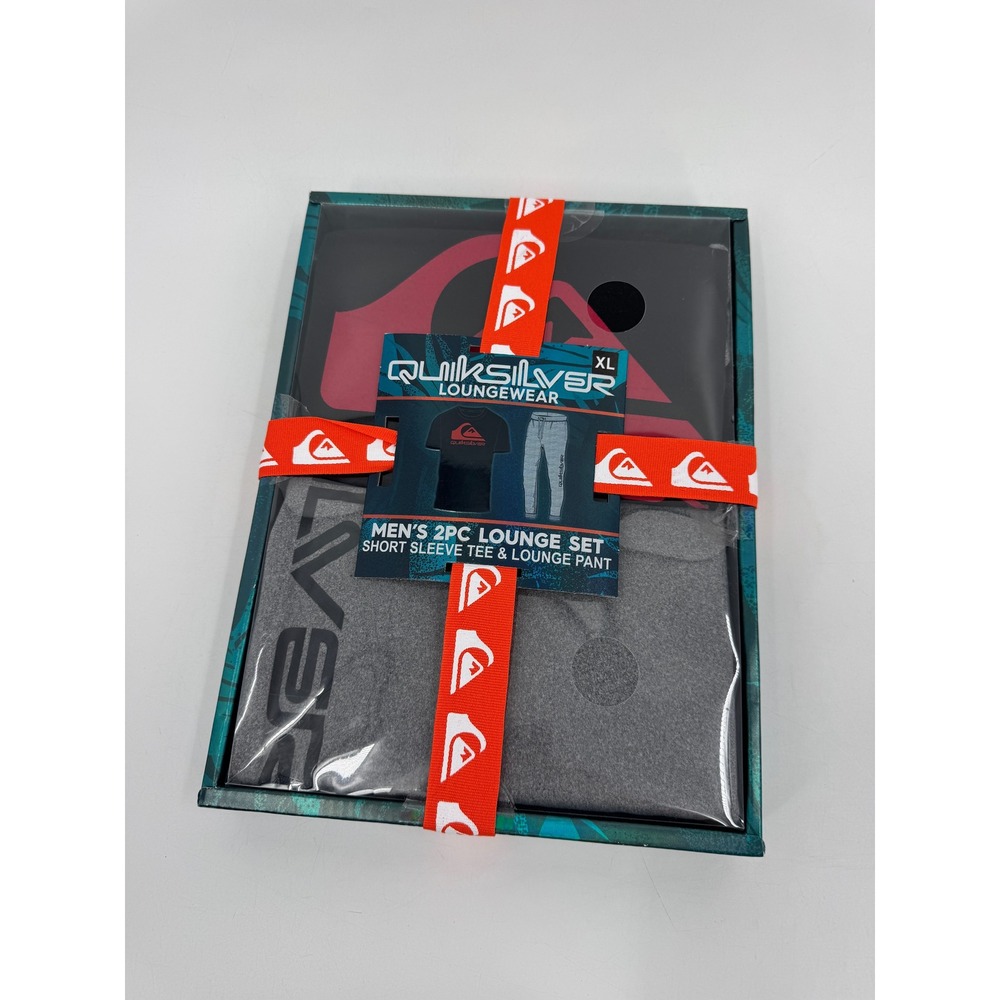 Quiksilver Mens 2pc Lounge Set Short Sleeve Tee & Lounge Pant Black Gray XL NEW